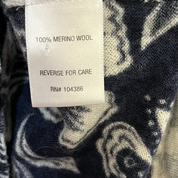 Garnet Hill Signature Eco Merino Wool Floral Cardigan Size L Button Down Fitted - Picture 4 of 7